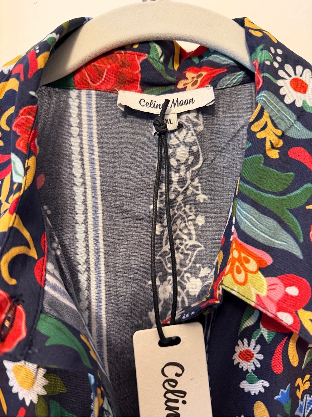 Celine Navy Floral Long-Sleeve Shirt Dress - Picture 2 of 3